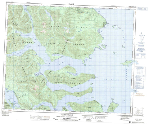 103B13 Louise Island Canadian topographic map, 1:50,000 scale