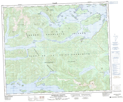 103F01 Skidegate Channel Canadian topographic map, 1:50,000 scale