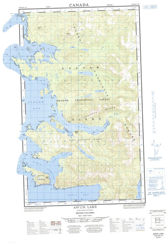 103F10W Awun Lake Canadian topographic map, 1:50,000 scale