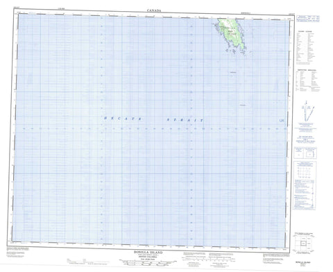 103G07 Bonilla Island Canadian topographic map, 1:50,000 scale