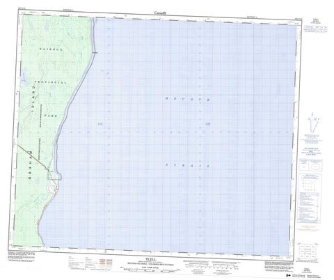 103G12 Tlell Canadian topographic map, 1:50,000 scale