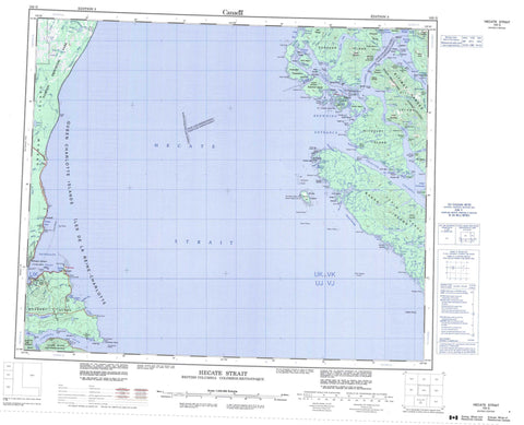 103G Hecate Strait Canadian topographic map, 1:250,000 scale