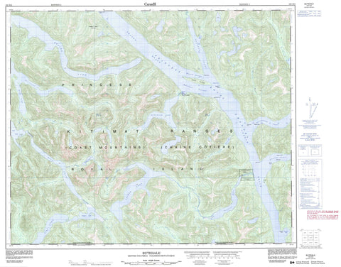 103H02 Butedale Canadian topographic map, 1:50,000 scale