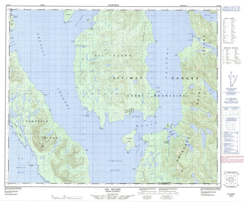 103H03 Gil Island Canadian topographic map, 1:50,000 scale