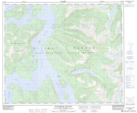 103H10 Devastation Channel Canadian topographic map, 1:50,000 scale