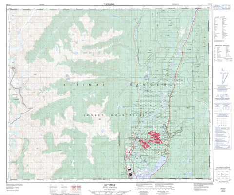 103I02 Kitimat Canadian topographic map, 1:50,000 scale