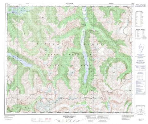 103I03 Alastair Lake Canadian topographic map, 1:50,000 scale