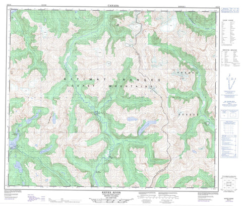 103I05 Khyex Canadian topographic map, 1:50,000 scale