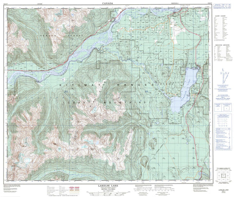 103I07 Lakelse Lake Canadian topographic map, 1:50,000 scale