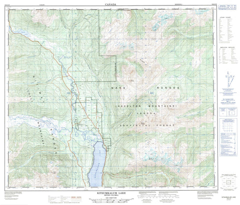 103I15 Kitsumkalum Lake Canadian topographic map, 1:50,000 scale