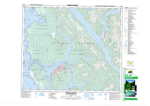 103J08 Prince Rupert Canadian topographic map, 1:50,000 scale