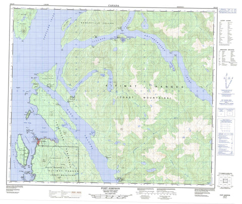 103J09 Port Simpson Canadian topographic map, 1:50,000 scale