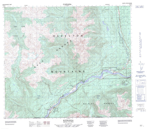 103P01 Kitwanga Canadian topographic map, 1:50,000 scale