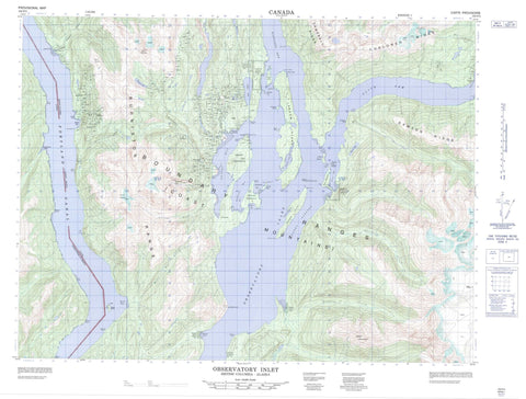 103P05 Observatory Inlet Canadian topographic map, 1:50,000 scale