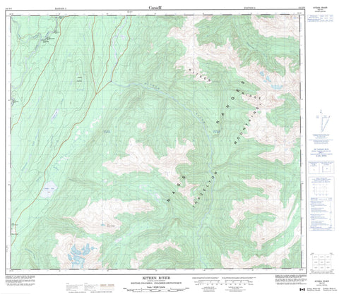 103P07 Kiteen River Canadian topographic map, 1:50,000 scale