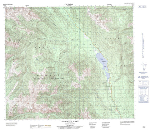 103P08 Kitwanga Lake Canadian topographic map, 1:50,000 scale
