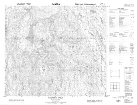 103P11 Kinskuch River Canadian topographic map, 1:50,000 scale