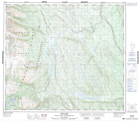 103P14 Paw Lake Canadian topographic map, 1:50,000 scale