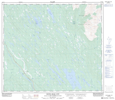 103P15 Brown Bear Lake Canadian topographic map, 1:50,000 scale