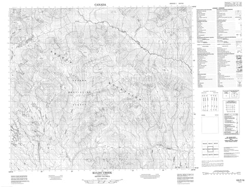 103P16 Kuldo Creek Canadian topographic map, 1:50,000 scale