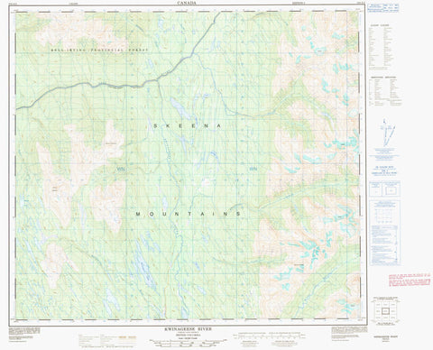 104A02 Kwinageese River Canadian topographic map, 1:50,000 scale