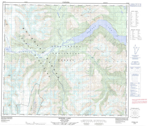 104A05 Bowser Lake Canadian topographic map, 1:50,000 scale