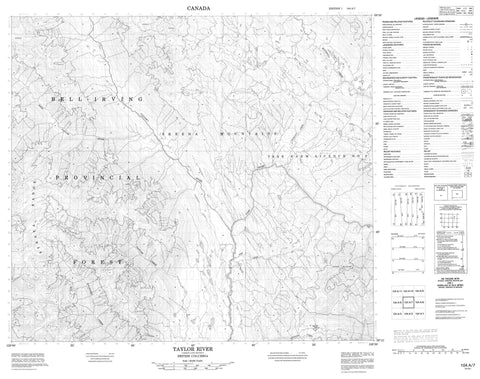104A07 Taylor River Canadian topographic map, 1:50,000 scale