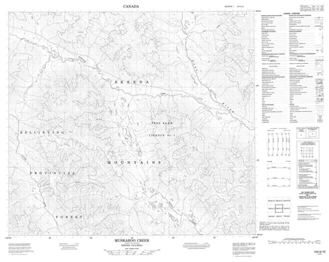 104A10 Muskaboo Creek Canadian topographic map, 1:50,000 scale