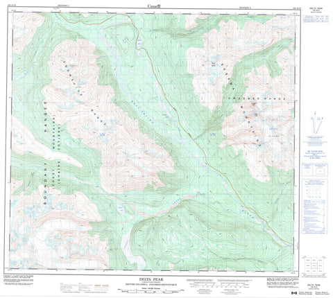104A12 Delta Peak Canadian topographic map, 1:50,000 scale