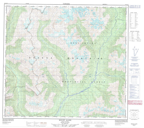 104A13 Mount Alger Canadian topographic map, 1:50,000 scale