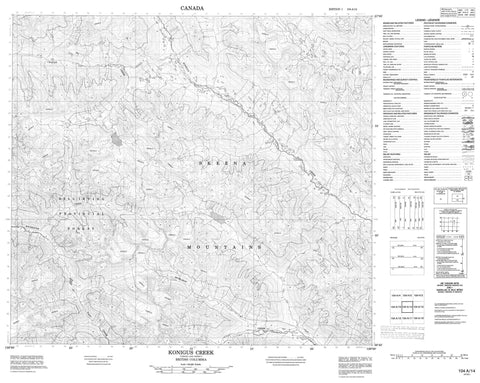 104A14 Konigus Creek Canadian topographic map, 1:50,000 scale