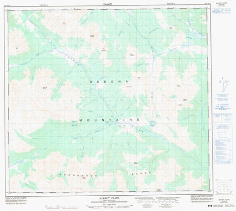 104A16 Mcevoy Flats Canadian topographic map, 1:50,000 scale