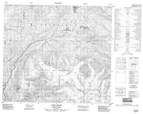104B09 John Peaks Canadian topographic map, 1:50,000 scale