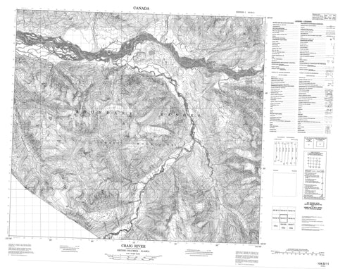 104B11 Craig River Canadian topographic map, 1:50,000 scale