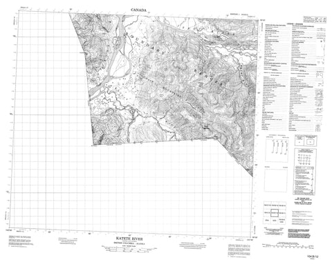104B12 Katete River Canadian topographic map, 1:50,000 scale
