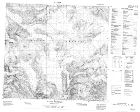 104B14 Hoodoo Mountain Canadian topographic map, 1:50,000 scale