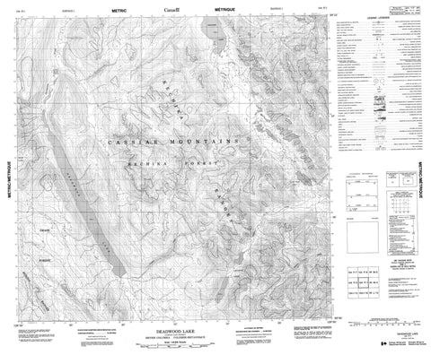 104P01 Deadwood Lake Canadian topographic map, 1:50,000 scale