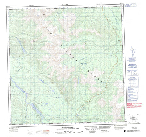 105C11 Mount Grant Canadian topographic map, 1:50,000 scale
