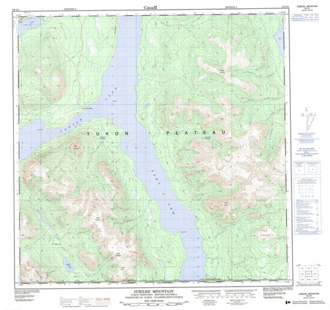 105D01 Jubilee Mountain Canadian topographic map, 1:50,000 scale
