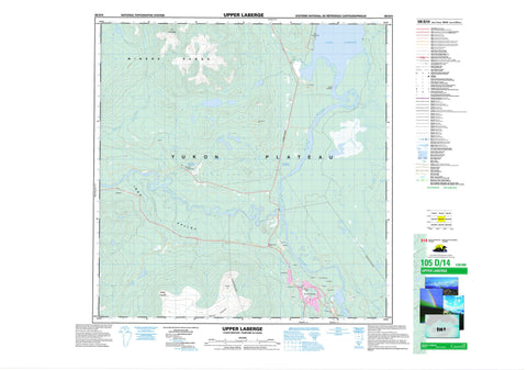 105D14 Upper Laberge Canadian topographic map, 1:50,000 scale