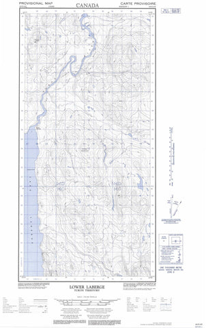 105E06E Lower Laberge Canadian topographic map, 1:50,000 scale