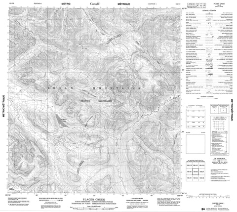 105I06 Placer Creek Canadian topographic map, 1:50,000 scale