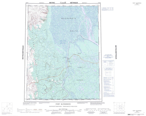106M Fort Mcpherson Canadian topographic map, 1:250,000 scale