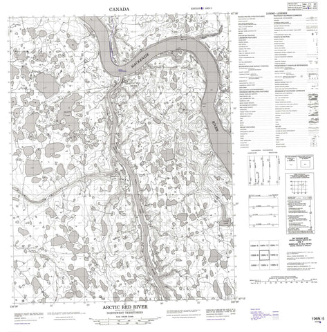 106N05 Arctic Red River Canadian topographic map, 1:50,000 scale