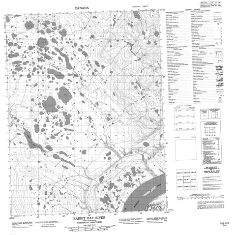 106N07 Rabbit Hay River Canadian topographic map, 1:50,000 scale