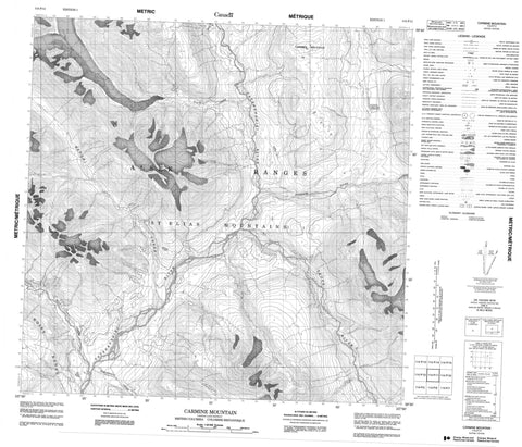 114P11 Carmine Mountain Canadian topographic map, 1:50,000 scale
