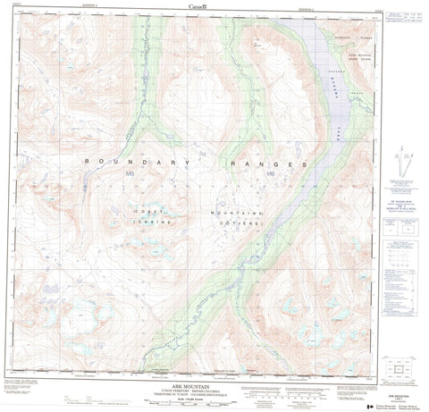 115A01 Ark Mountain Canadian topographic map, 1:50,000 scale