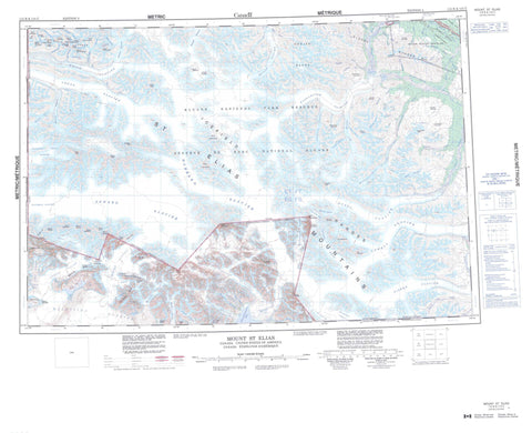 115B Mount St Elias Canadian topographic map, 1:250,000 scale
