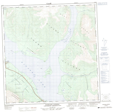 115G07 Burwash Landing Canadian topographic map, 1:50,000 scale