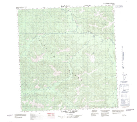 115G16 Rhyolite Creek Canadian topographic map, 1:50,000 scale